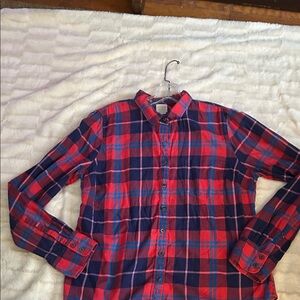 J. Crew Red and Blue Checkered Casual Shirt cotton